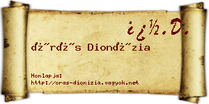 Órás Dionízia névjegykártya
